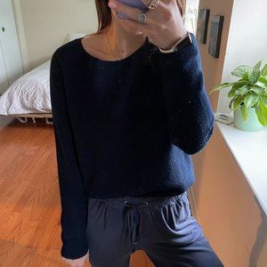 Athleta Waffle Knit Long Sleeve Shirt Black Size Small